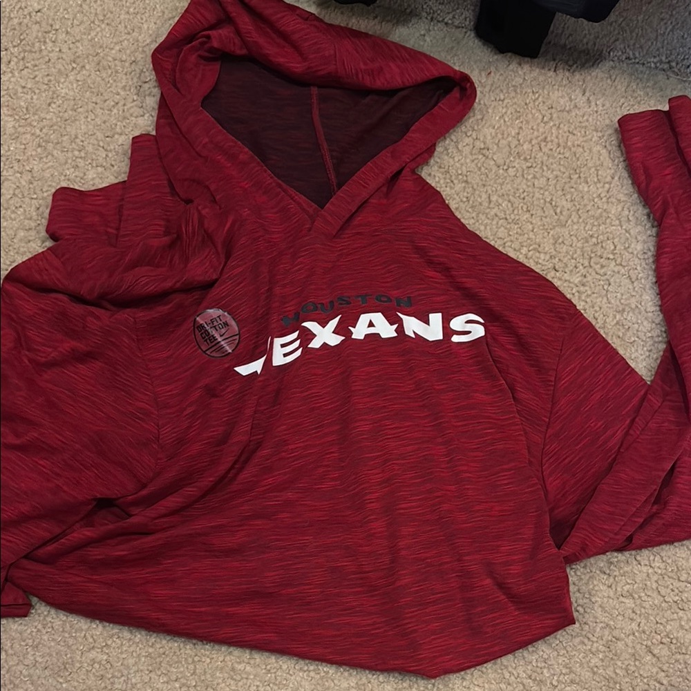 Red Oversized Texans Long Sleeve Hoodie